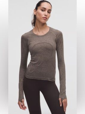 NWT- LS Swiftly Tech 2.0 Race Length- Brown- Size 1- Sequoia/Warm Ash Grey